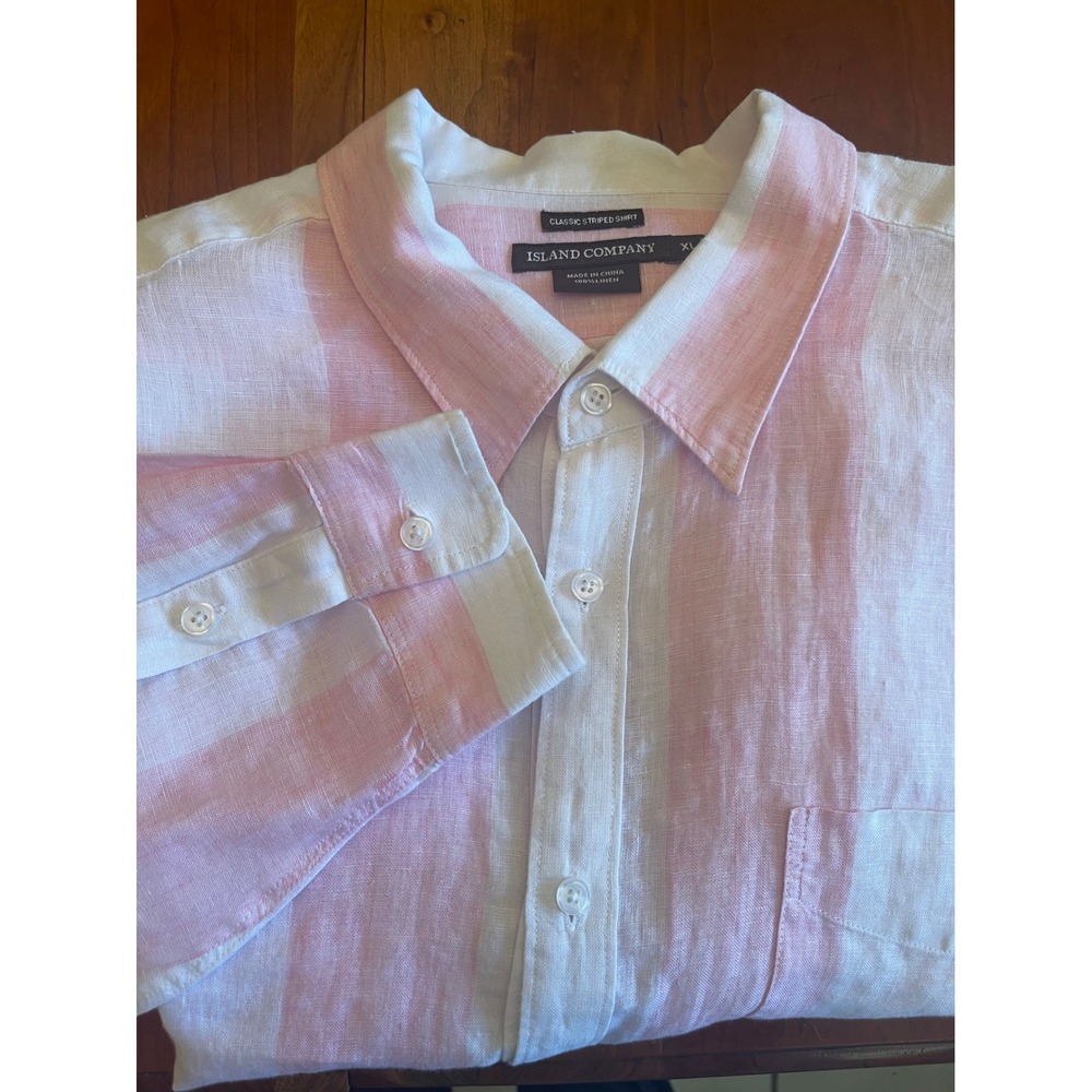 Island Company XL Linen Classic Striped Shirt‎ Menswear Button Down